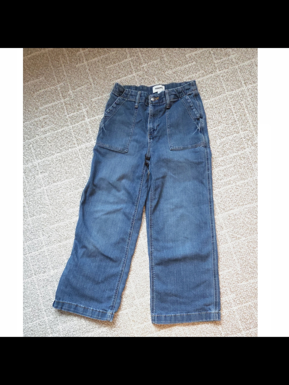 Sonoma Wide-Leg Denim Jeans in Medium Blue Utility Pockets 6P Petite 6